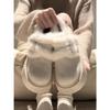 Fleece thickened retro non-slip thick-soled snow cotton shoes for women's winter wear heightening soft-soled Birkenstocks