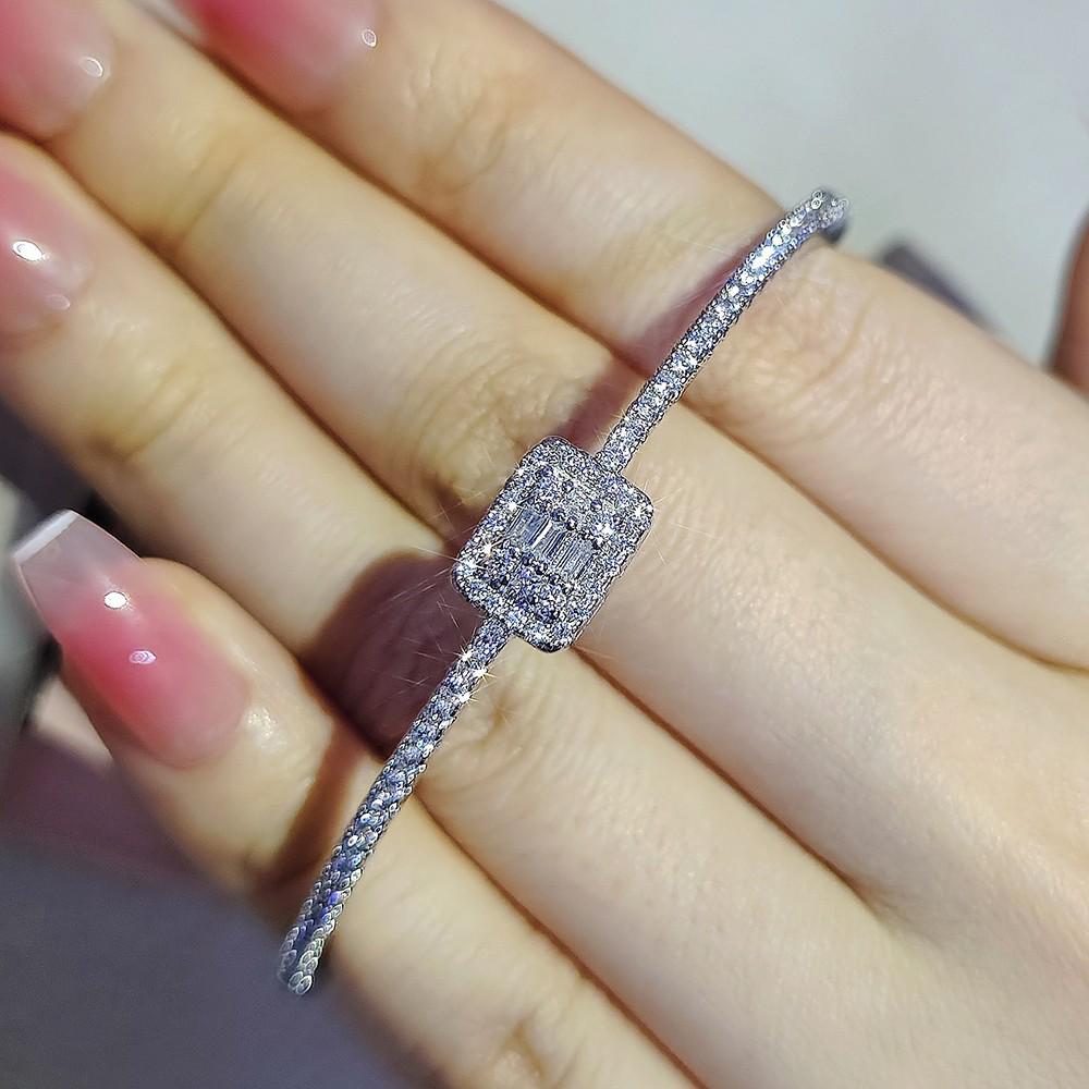 Women's High-End Rectangular Zircon Bracelet - Niche Design S8058