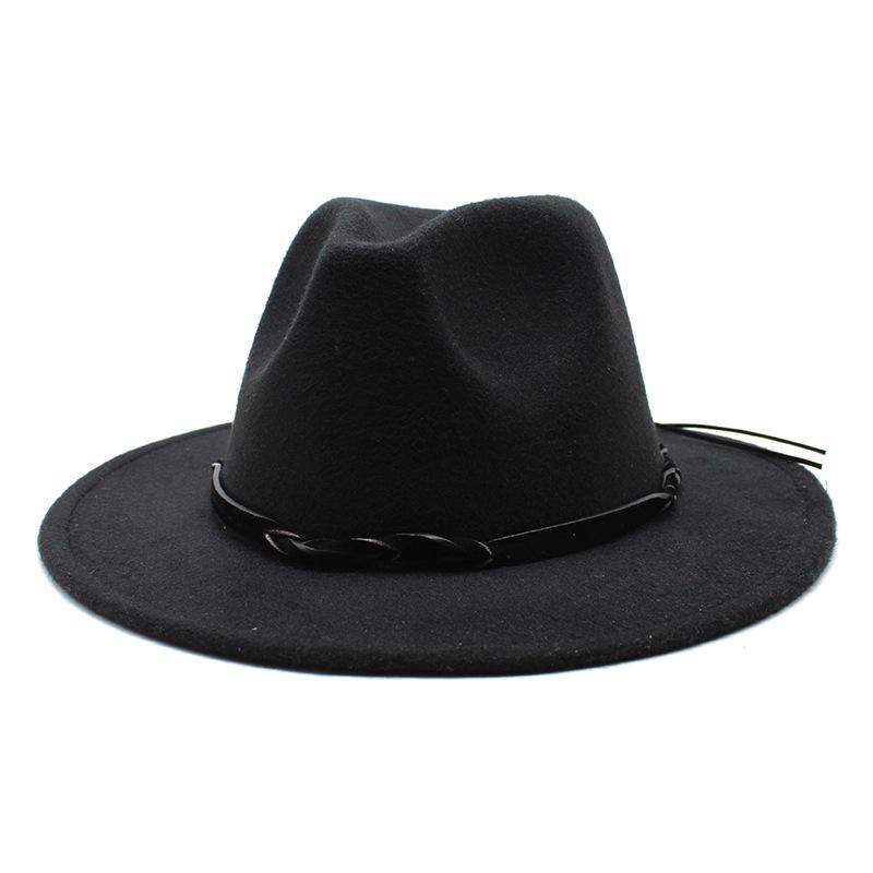 Seasonal Big Eaves Hat Flat Edge Top Hat Men'S And Women'S Woolen Jazz Hat Lmn172