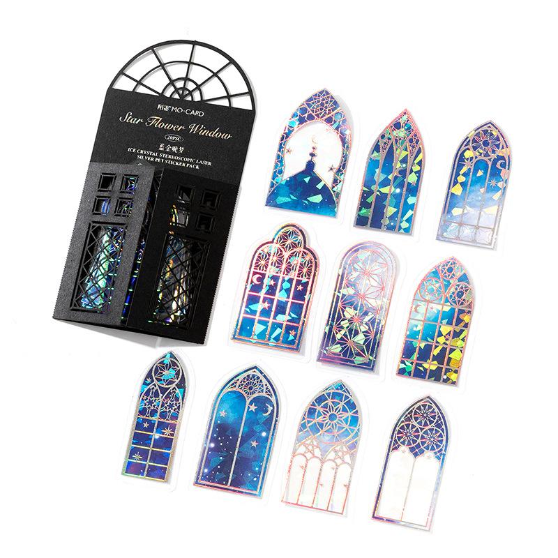 

20pcs/1 lot Sticker Pack Star Window Series Shell Light Laser Silver Hand Account Decoration Materials