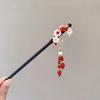 Exquisite Wooden Tassel Hair Clip Ancient Style Flower Hairpin for Girls Hair Jewelry Accessories