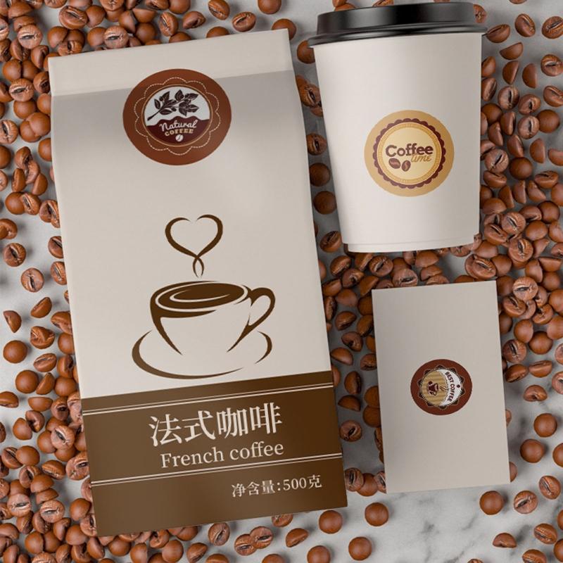 500 Stück Kaffeegetränke Aufkleber Geschenkpapier Aufkleber Selbstklebender Verschlussaufkleber für Kaffeebar Bäckerei Paketversiegelung