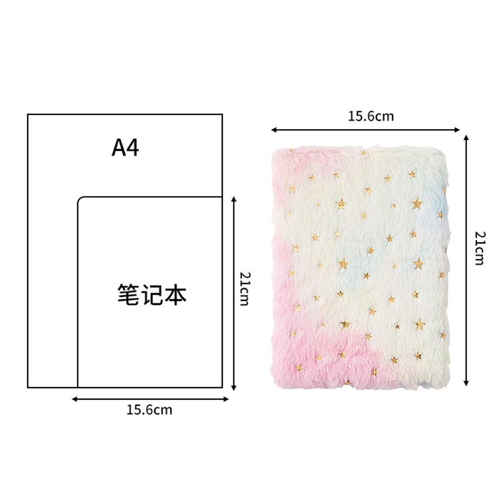 Notebook Cute Plush Covered Diary Notepad Gradient Colored Softcover for Girls Embroidery Private Writing Drawing Note Taking Journal Li