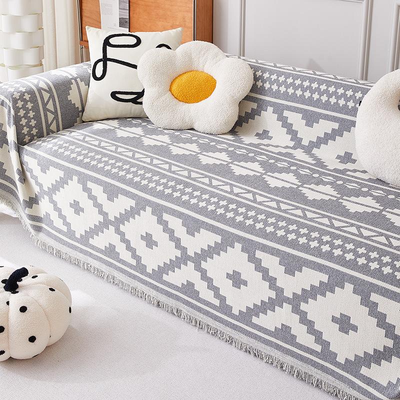 

Одеяло в стиле бохо с геометрическим рисунком, синель, чехол для дивана, полотенце, двусторонний универсальный чехол для четырех сезонов, простой нескользящий чехол для диванной подушки 180X130