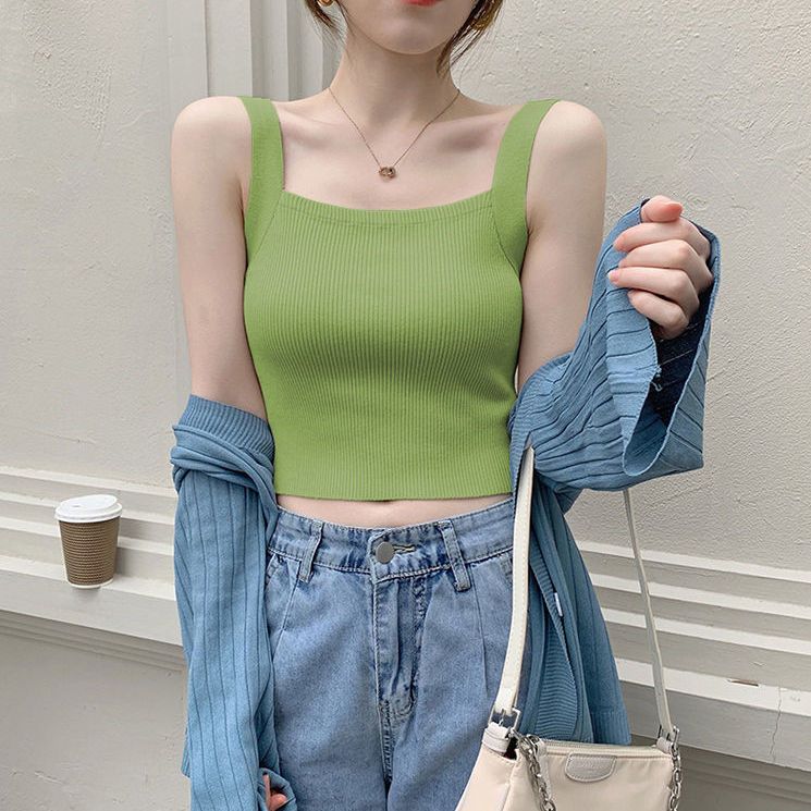 Camisole Tank Tops Women Summer Slim Bottoming Shirt Ice Silk Sleeveless Tops Thin Inner Wear Outside