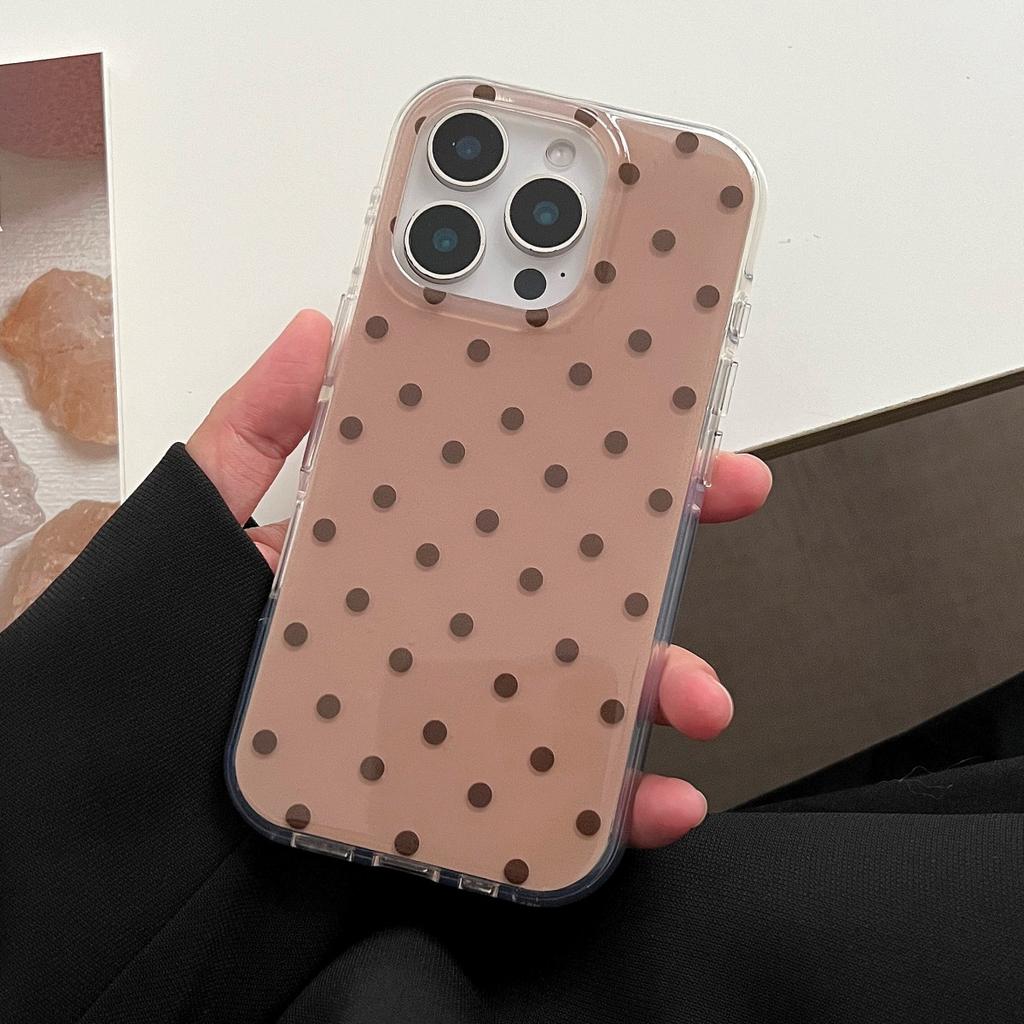 Simple Cute Polka Dot Glossy Jelly Shockproof Phone Case For iPhone 17 Air 11 12 13 14 15 16 Pro Max IMD Shockproof Cases Capa