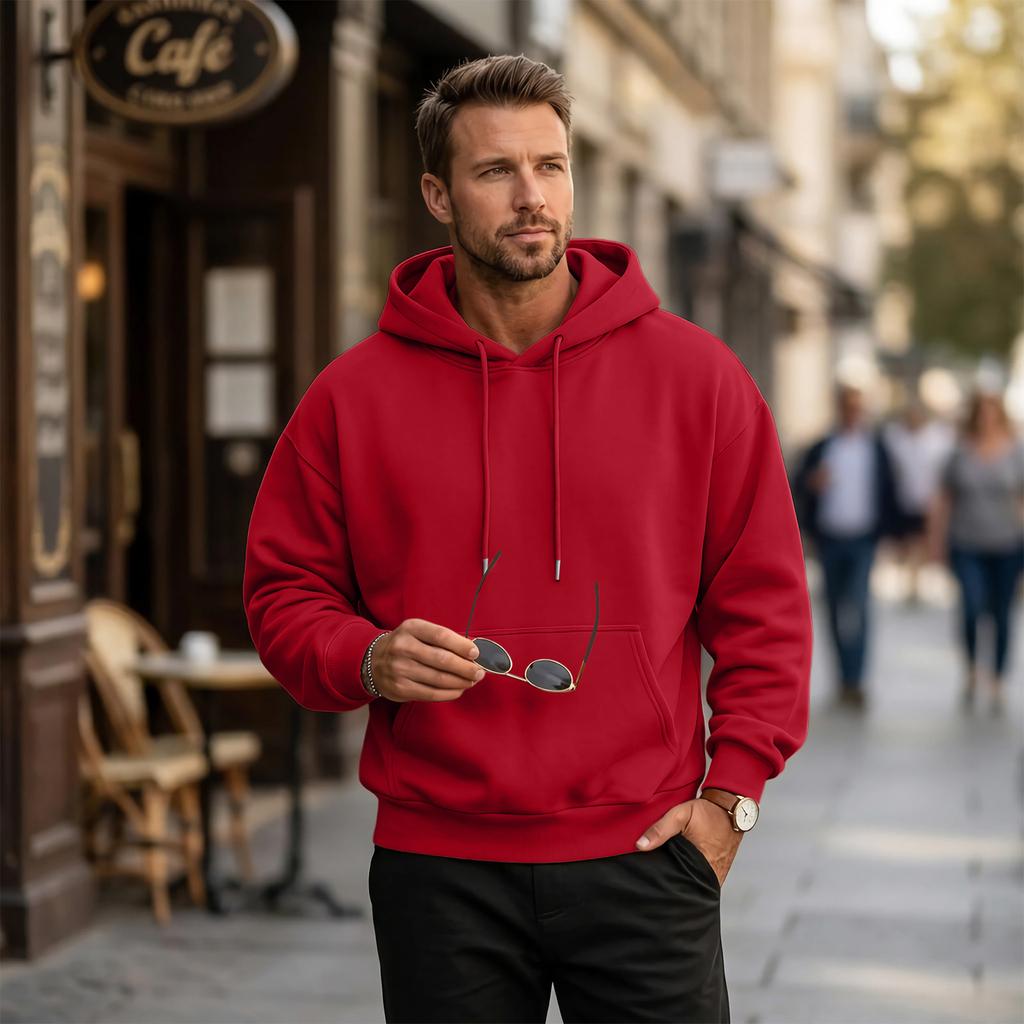 Men's Casual Hooded Long Sleeve Sweatshirt for Everyday Wear