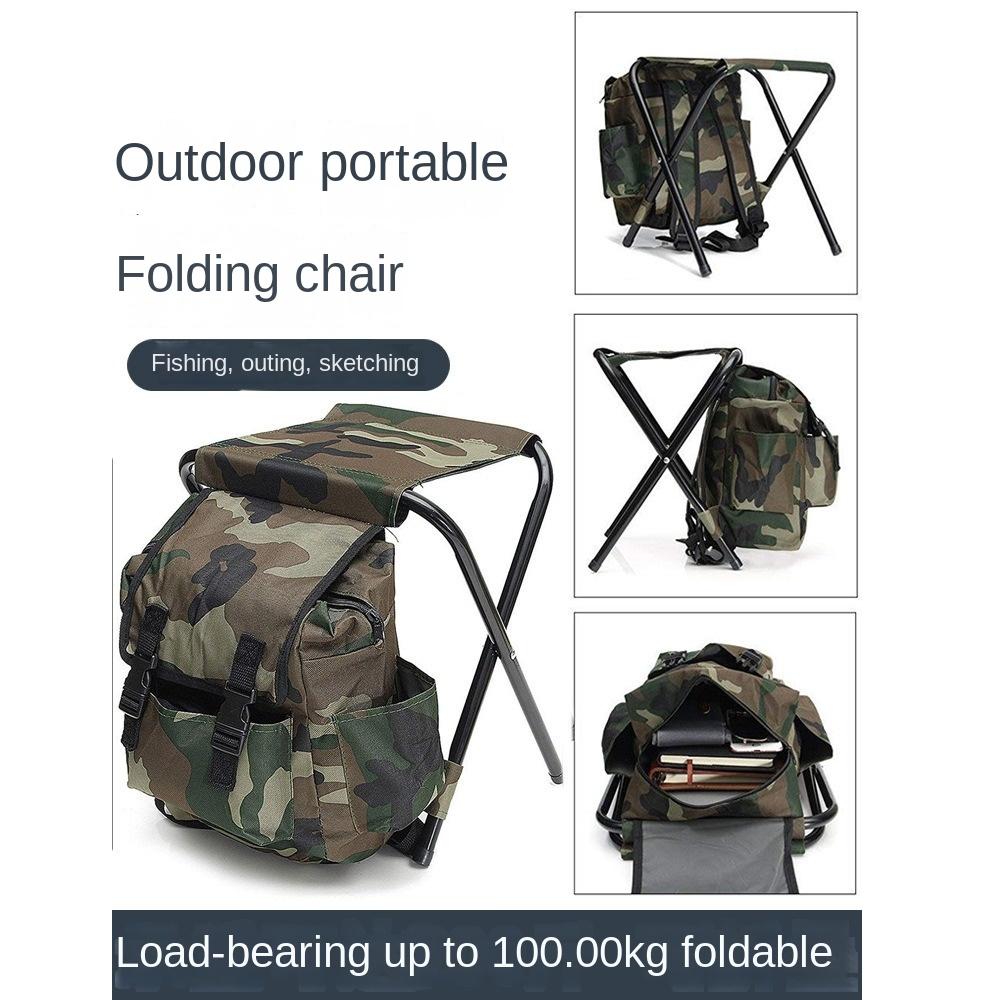 2025 Folding Camping Stool With Backpack Steel Collapsible Camp Stool Ultralight Compact Portable Footstool Ottoman Fishing