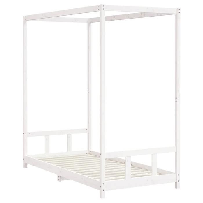 VidaXL Cadre de Lit pour Enfants, Lit Simple avec Sommier à Lattes, Meuble de Chambre à Coucher, Scandinave, Blanc 90x190 cm 834517