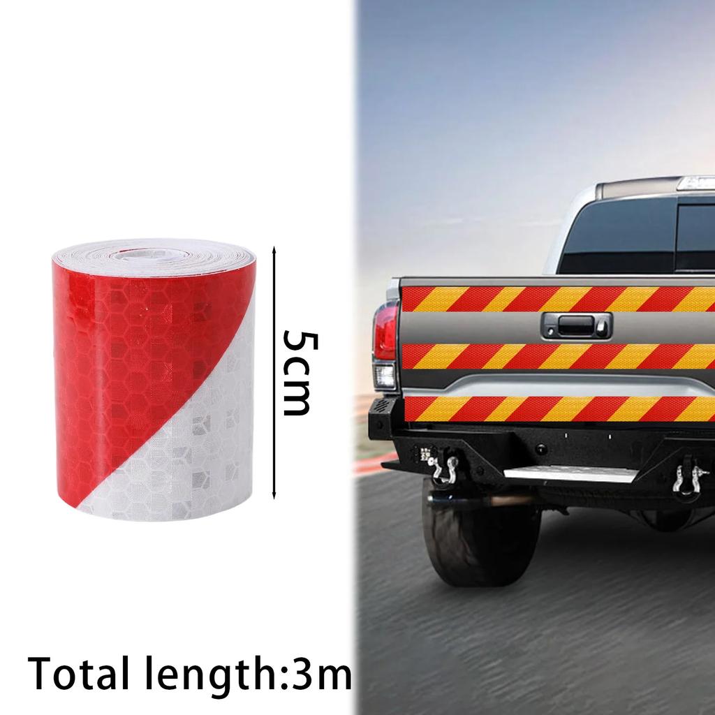 Red White Reflective Tape High Intensity Waterproof Conspicuity Tape for Car Truck Trailer Motorcycle Night Safety Warn 3Meters