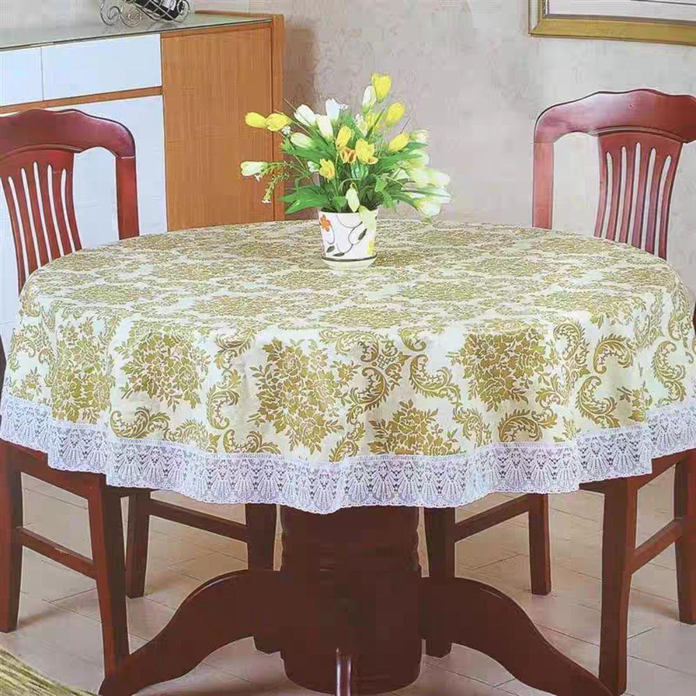 Printed Design PVC Tablecloth Pastoral Style Round Table Cover Waterproof Tablecloth  Hotel Use