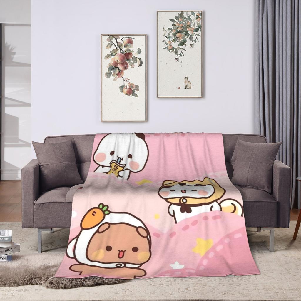 Cartoon Panda Bubu Dudu Blanket Coral Fleece Plush Printed Breathable Warm Throw Blankets for Home Bedroom Quilt