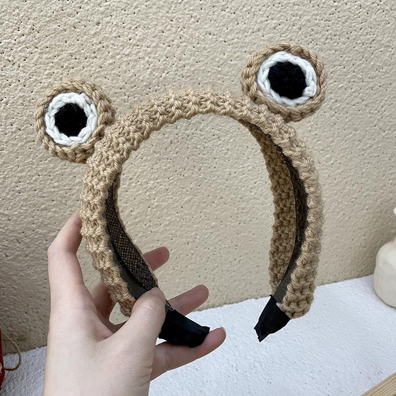 

Милый вязаный обруч для волос в виде лягушки: Модная нескользящая повязка на голову для умывания лица у женщин хаки