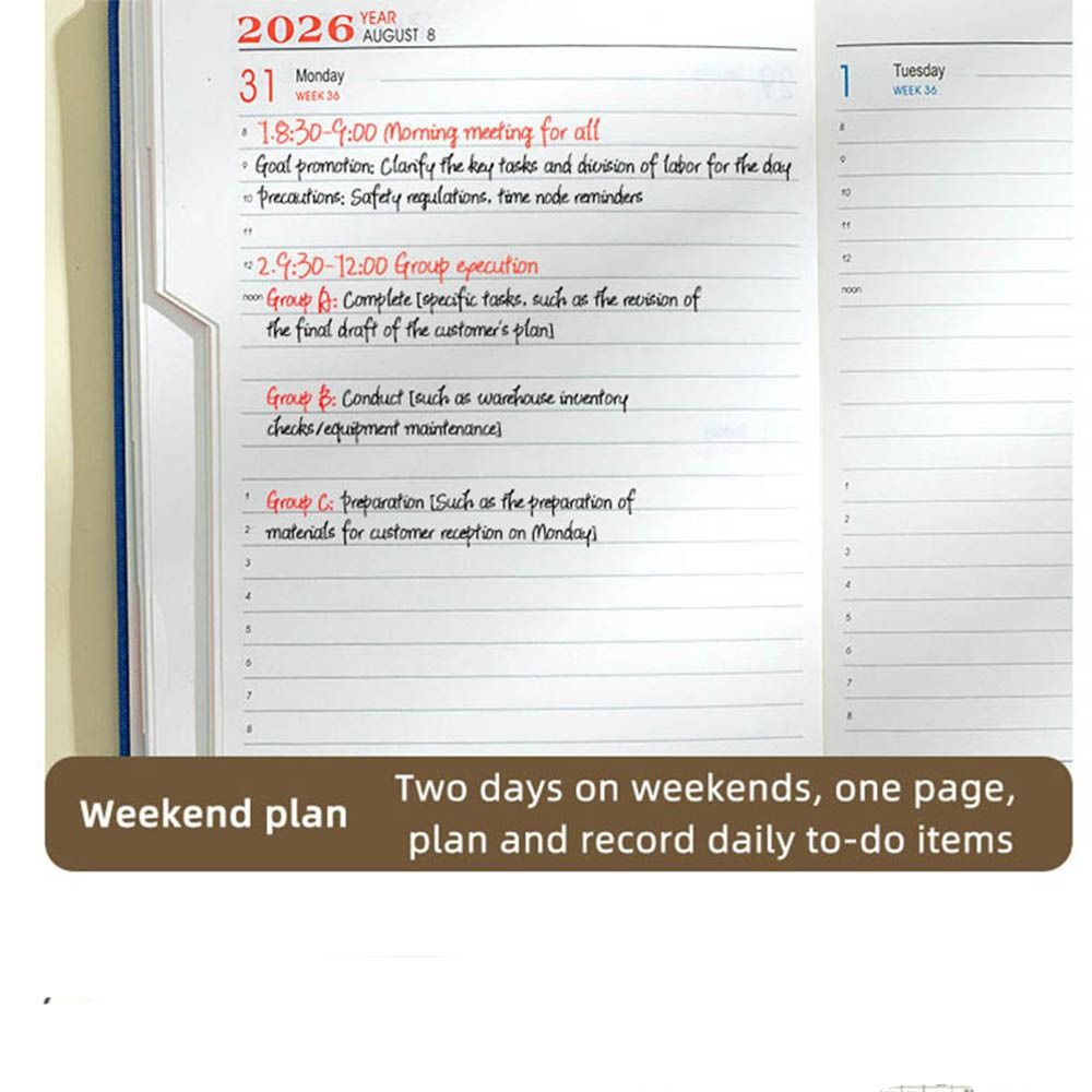 Wear-resistant A5 English Daily Plan Notebook Agenda Planning Notebook School Office
