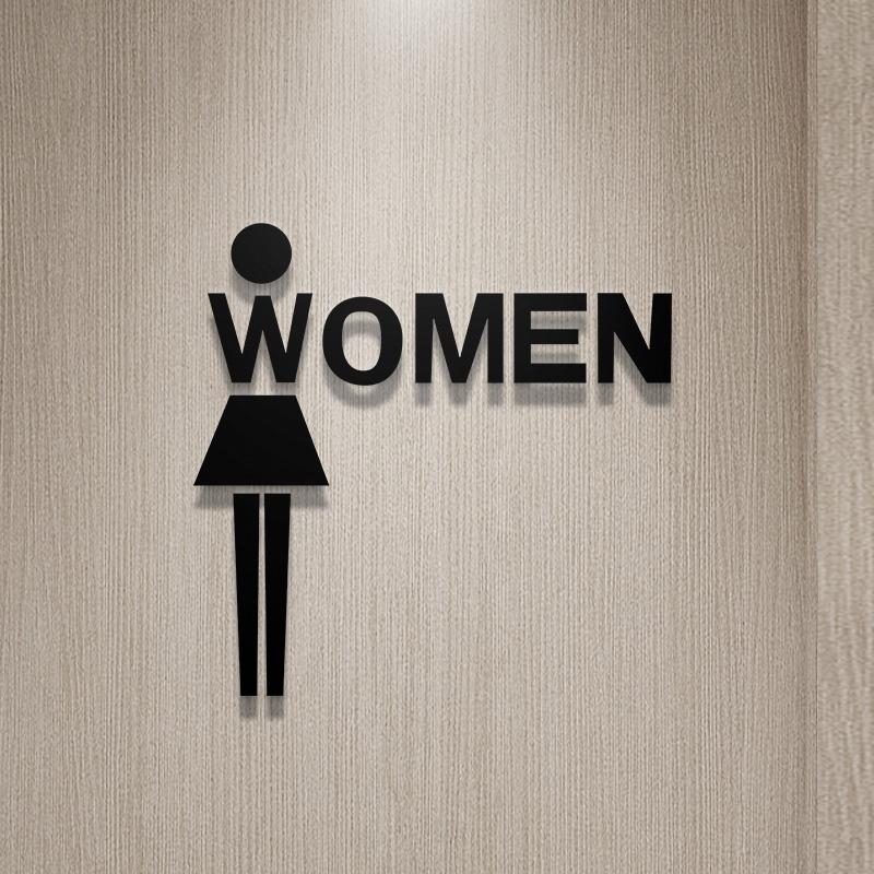 Shopping Malls Office Toilet Sign Plate Acrylic 3D Wash Room Door Wall Label Sticker WC Signage Board Art Hotel Home Decor