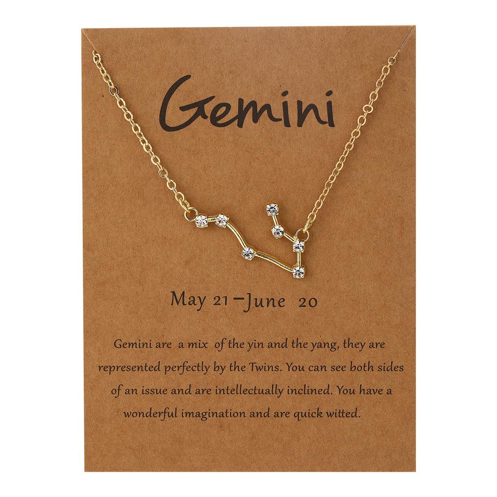 Necklace for Women Zodiac Card Pendant Necklace Ins Simple Personalized Collarbone Chain with Diamond Constellation Necklace Elegant Necklace