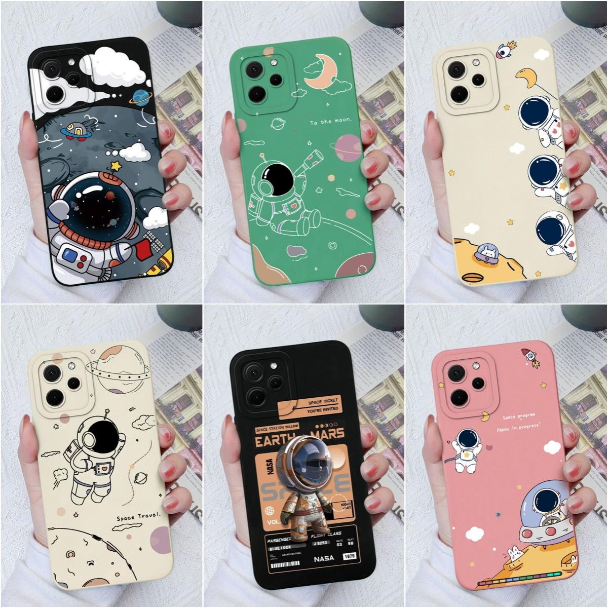 

Silicone Case For Honor X8A X7A X5 9X Pro Magic5 Pro X6 X7 X8 Fashion Camera Protection Soft Square Cover Shockproof Matte Astronaut For Honor Bumper