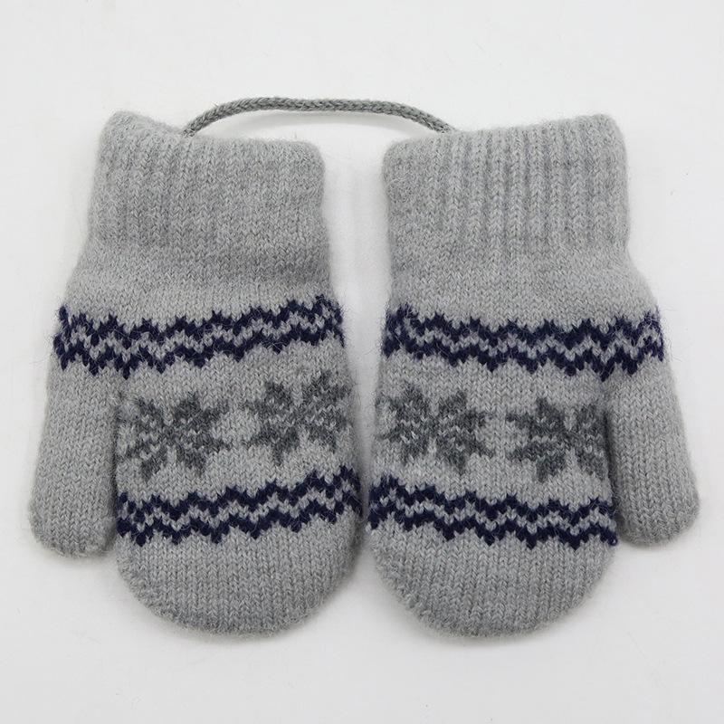 Fashionable Plush Snowflake Fingerless Winter Wool Thickened Warm Neck Cute Children's Gloves