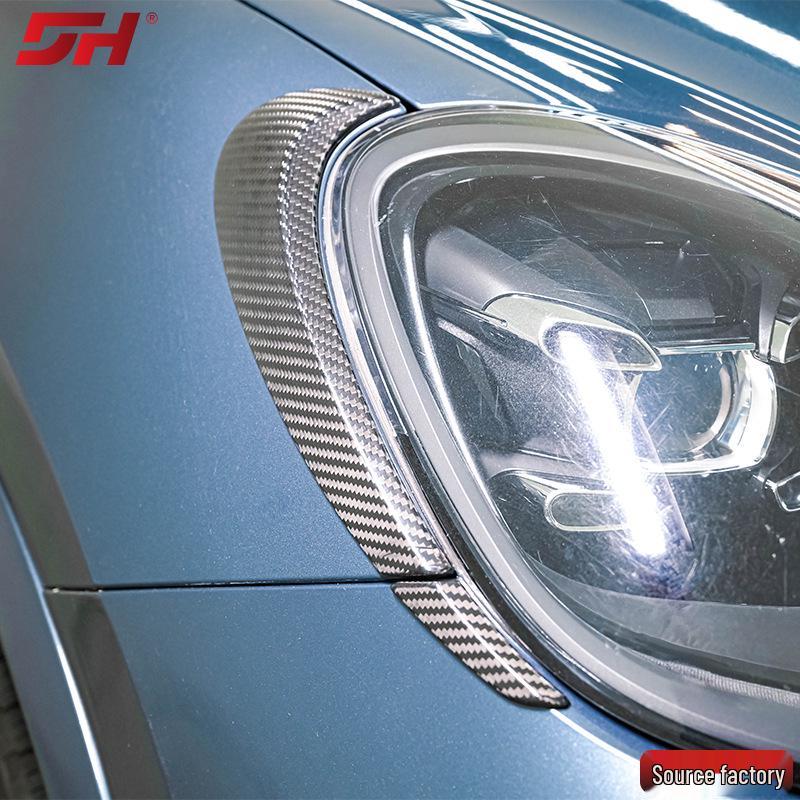 MSY Style Carbon Fiber Headlight Eyebrows for Porsche Cayenne 2018-2023, Easy Install