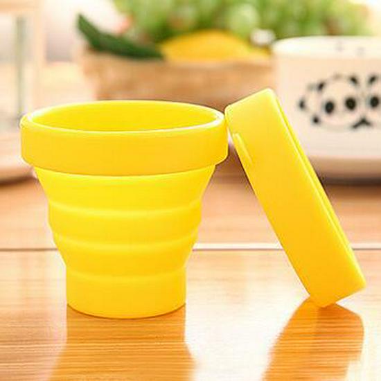 High-Temperature Resistant Silicone Folding Cup with Lid - Candy Color, Portable for Travel and Sports