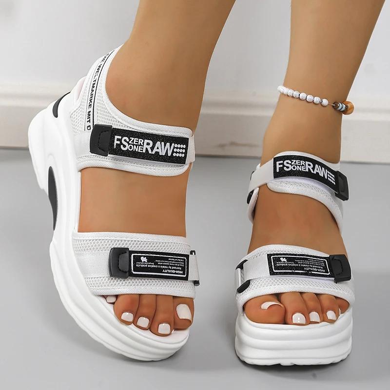Fashion Chunky Platform Sports Sandals for Women Wedges Height Increasing Shoes Woman 2025 Summer Thick Bottom Hook Loop Sandalias Mujer