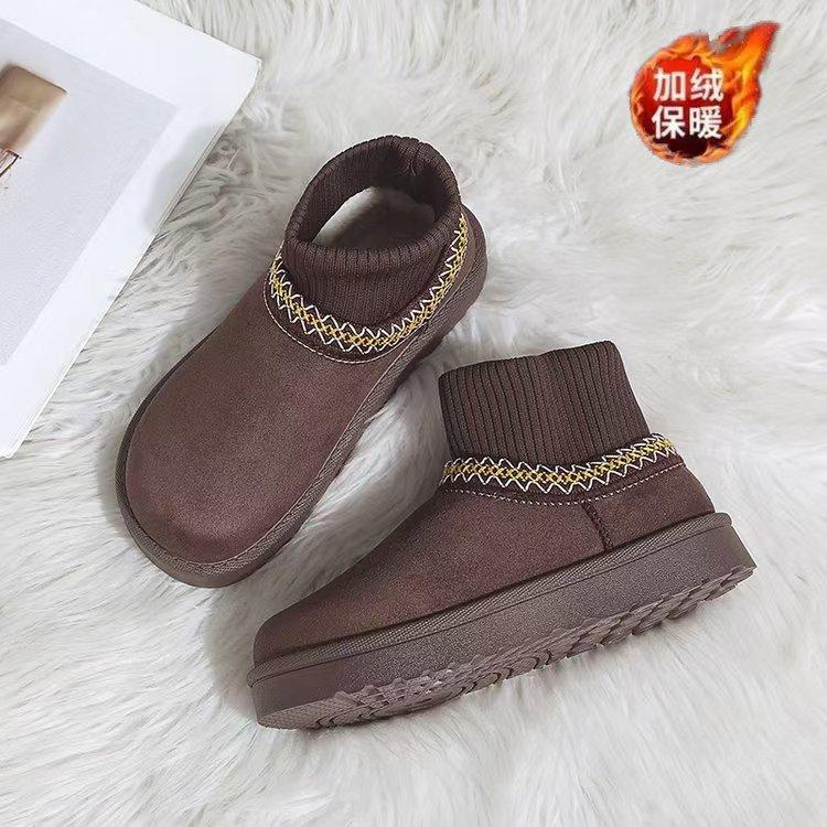 Fashion Women Snow Boots Warm 2025 Winter Knitted Comfortable Non Slip Plush Ankle Boots Platform Round Fashion Short Boots Botas Mujer