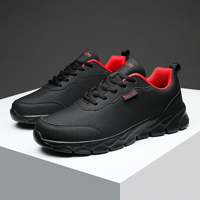 Fat feet wide fat large size spring and autumn casual sports black shoes chef leather shoes
