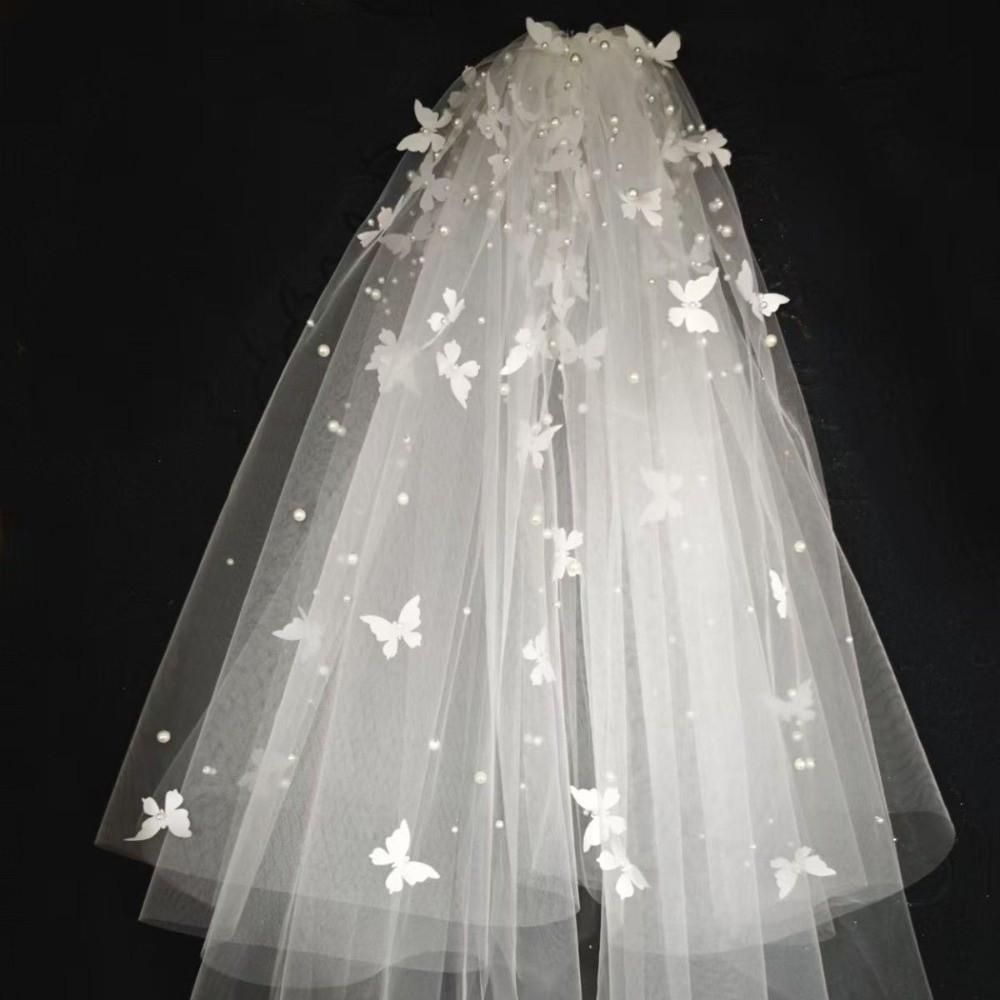 Soft Mesh Bridal Wedding Veil Hair Clip Short Tulle Veil Butterfly Mesh Headpiece  Civil Wedding