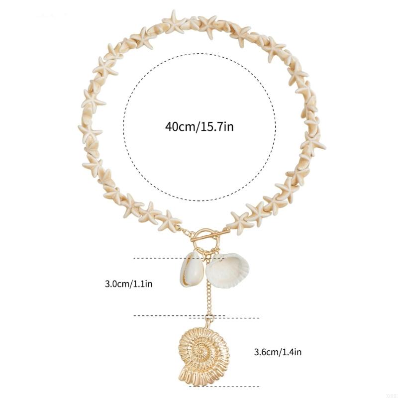 Retro Starfish White Shell Conch Pendant Necklace Women 2026 Simple Creative Starfish Beaded Choker Hand Woven beach Jewelry