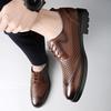 Fashion New Male Lace-Up Flats Genuine Leather Mens Oxford Shoes Hollow Out Casual Dress Shoes Trend Versatile Man Business Footwear