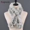 Natural Fur Scarf Winter Women Warm 100%Genuine Real Rex Rabbit Fur Scarf New Fashion Russia Lady Real Fur Shawl Pompom