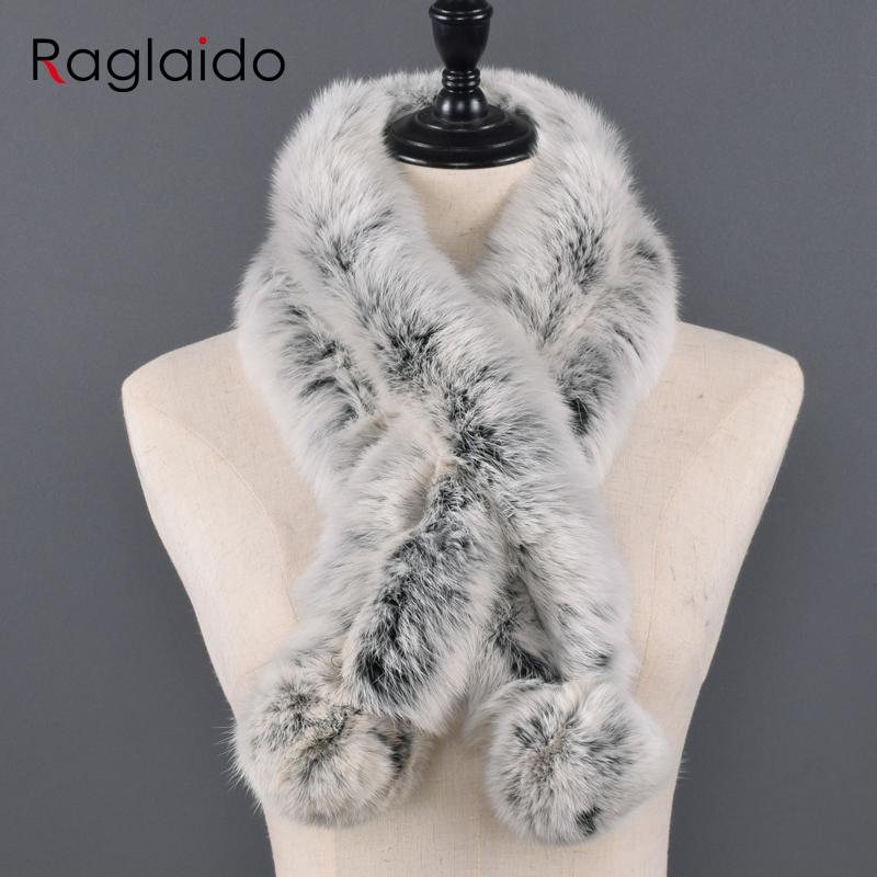 Natural Fur Scarf Winter Women Warm 100%Genuine Real Rex Rabbit Fur Scarf New Fashion Russia Lady Real Fur Shawl Pompom