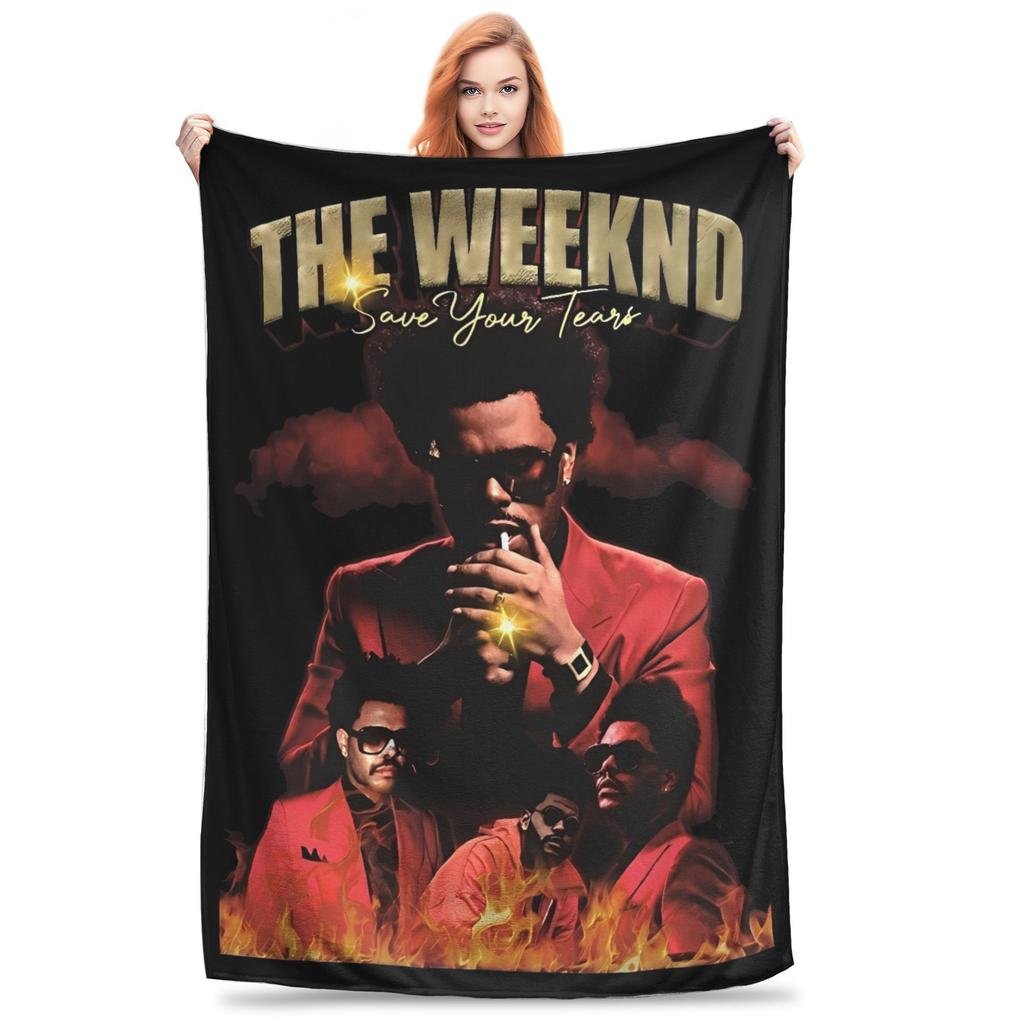 The Weeknds Rapper Singer Warm Blanket  Picnic Plush Bedding Throws Aesthetic Couch Chair Flannel Bedspread Sofa Bed Cover
