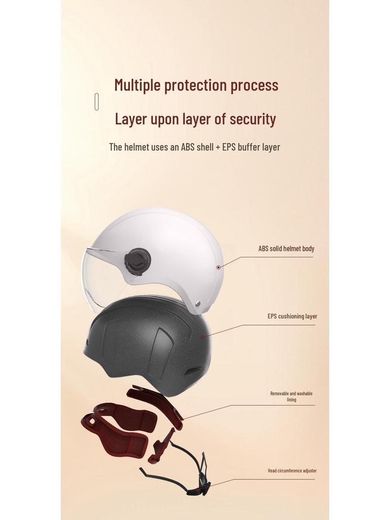 Golden Bell 3C Certified Unisex Electric Vehicle & Motorcycle Half Helmet with Sunscreen Protection