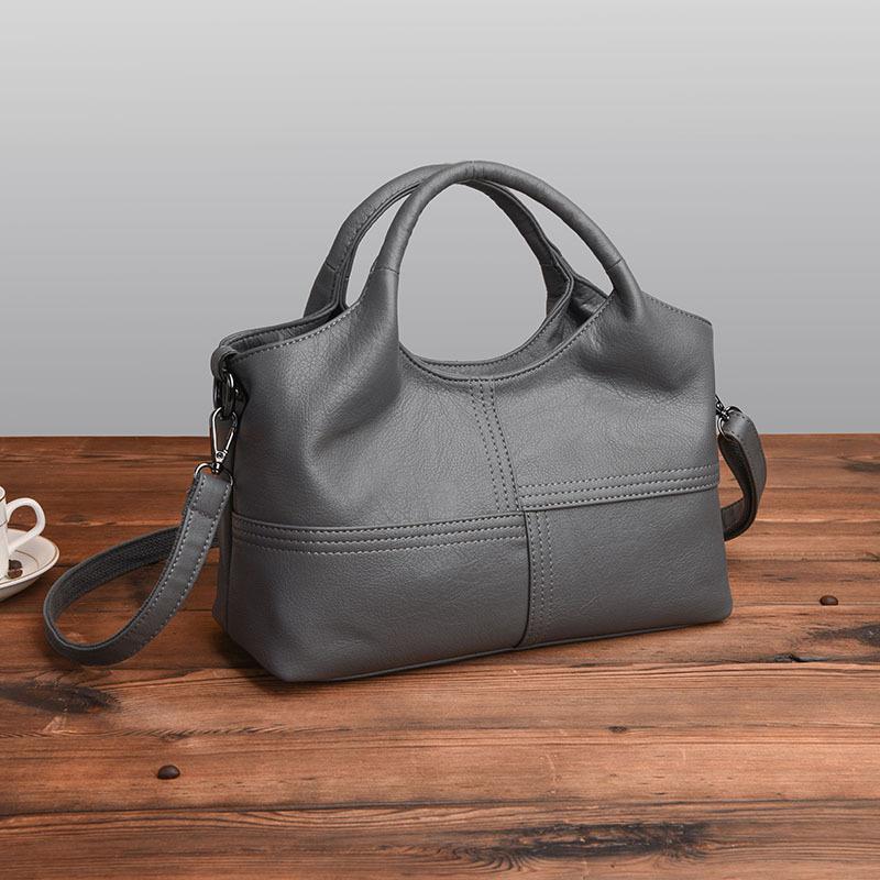 Johnature Borsa da donna in morbida pelle di moda Borse a tracolla a tracolla di grande capacità Borsa di lusso Borsa casual in tinta unita