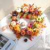 1 Pcs Fall Wreath Vibrant 18'' Fall Wreath With Pumpkins & Flowers - Perfect For Thanksgiving Artificial Flowers Decorations