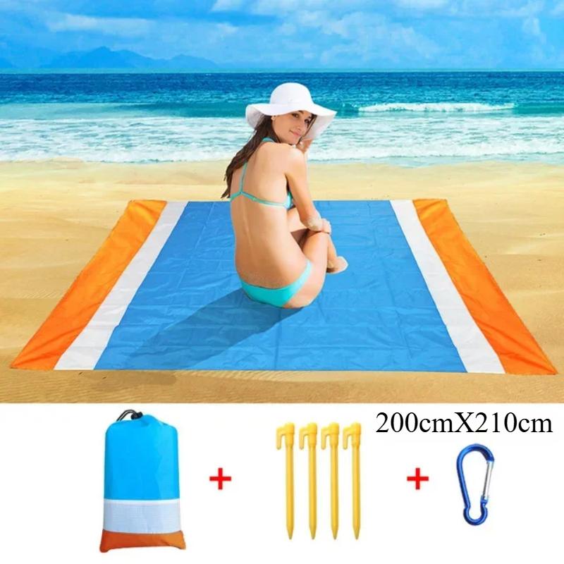 200x210cm Waterproof Pocket Beach Mat Folding Camping Sand Free Blanket Mattress Portable Lightweight Mat Outdoor Picnic Mat
