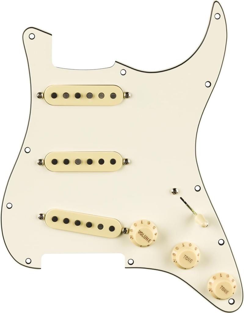 Fender Strat Pickguard Pure Vintage with RWRP Middle a pickup set for electric Pre-Wired '59 Parchment, pre-wired guitars.