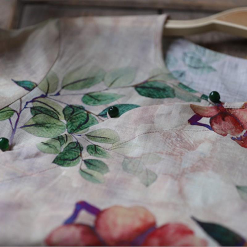 Johnature Dámská jarní móda potisk vintage čínský styl košile osobnostní nika ležérní retro košile