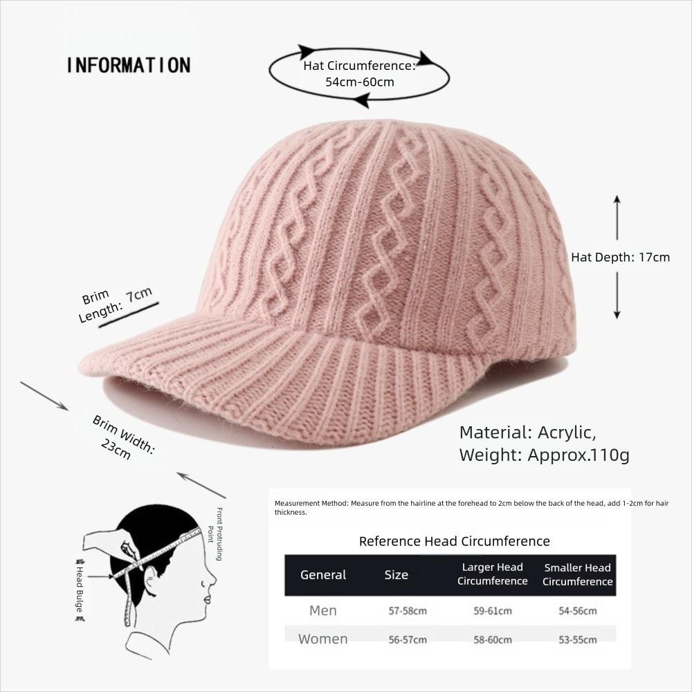 Versatile Peaked Hat Solid Color Snapback Cap Trendy Knitted Baseball Cap  Unisex