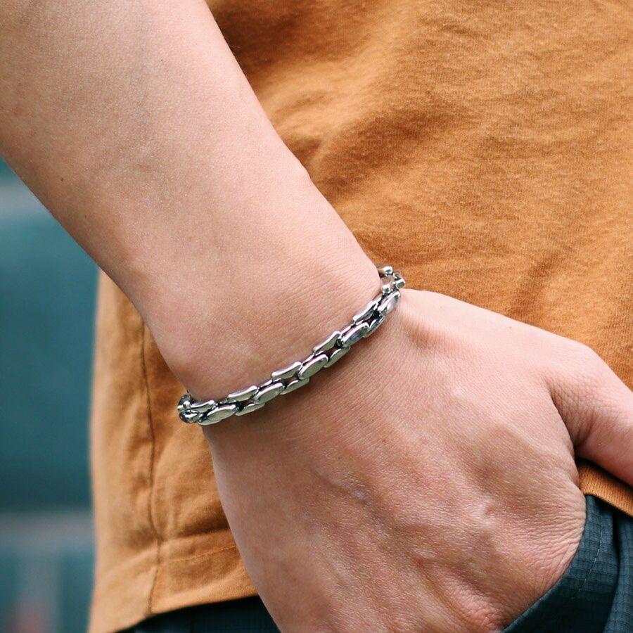 New Silver Color Stainless Steel Chain Bracelet For Men Hiphop Rock Link Braclet Bangle Gifts For Boyfriend Accessoires Homme