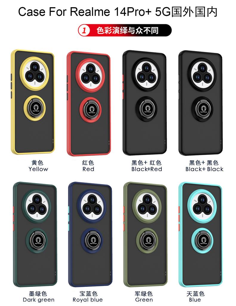 Funda for Realme 14 Pro Plus Case Armor Holder Magnetic Ring Stand Cover for Realme 14 Pro Full Protective Shockproof Cover