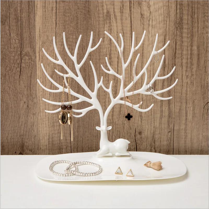 Plastic Antler Shaped Makeup Organizer Jewelry Box Ring Lipstick Rack Necklace Display Organizer