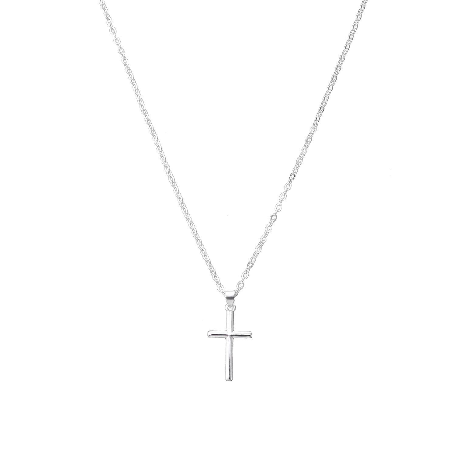 

Europe, America, melon seed buckle, cross pendant necklace, women s long simple chain, necklace, sweater chain срібний
