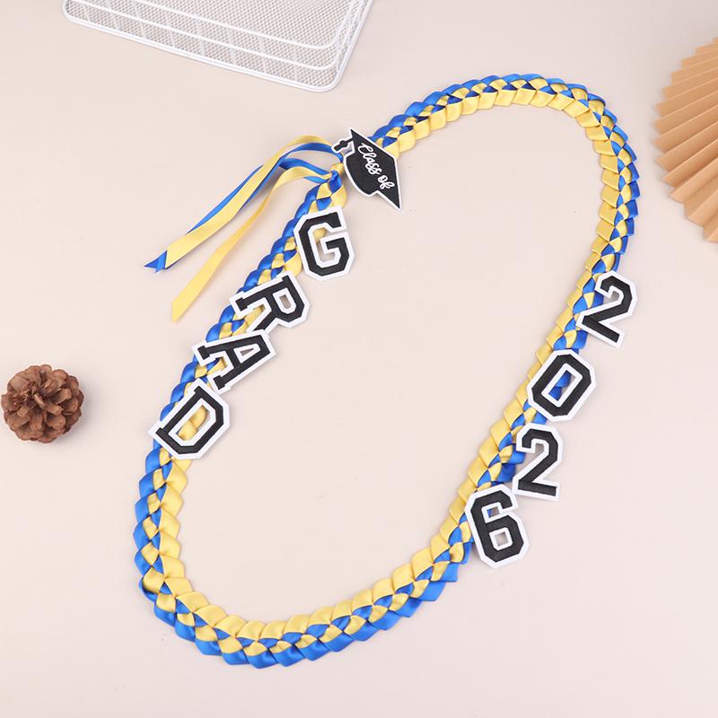 Graduation Leis Class Of 2026 Grad Handmade Ribbon Lei Ribbon Necklace With Grad Letters