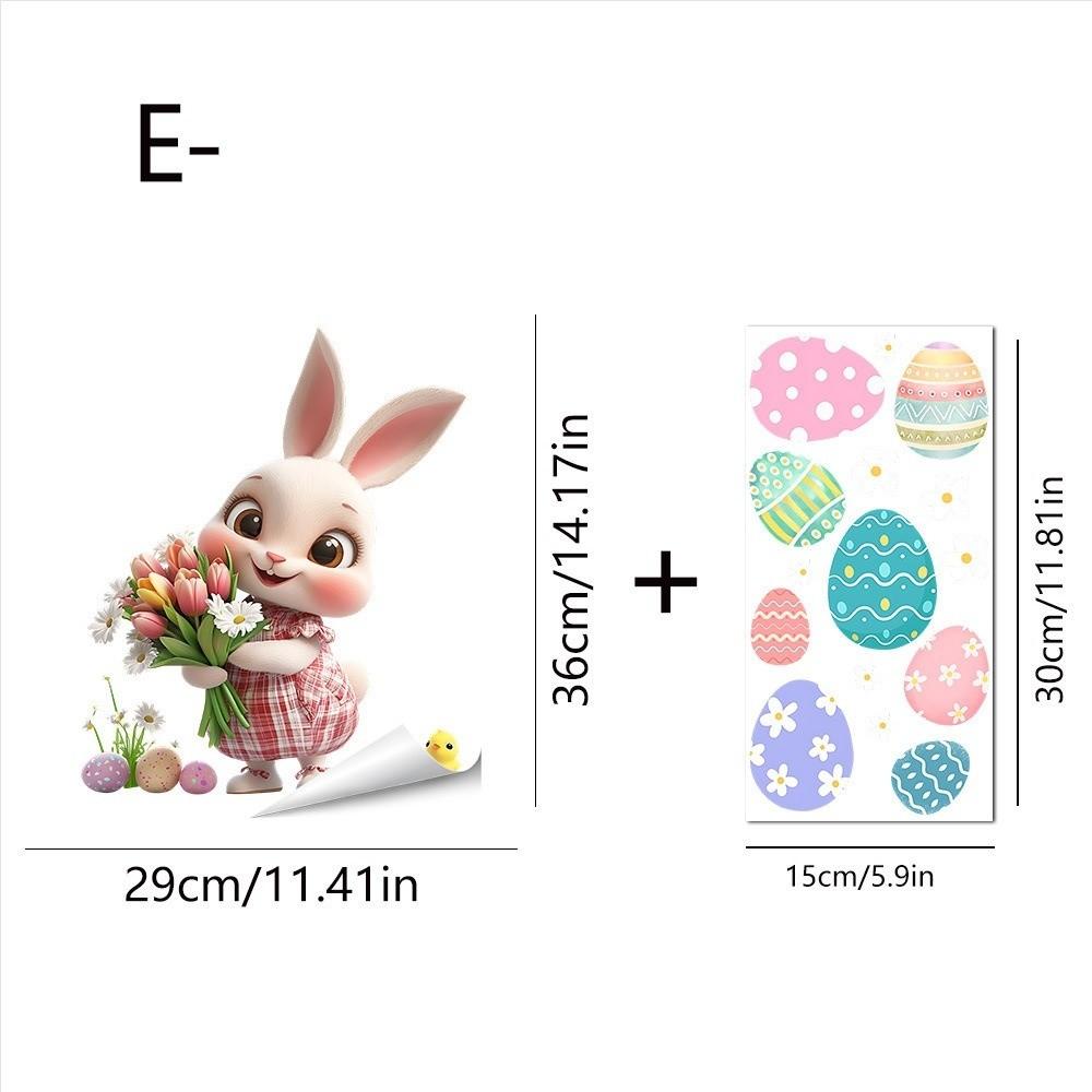 Self-Adhesive Flower Rabbit Sticker Easter Festival Party Sticker New Wall Decal  Glass Decoration