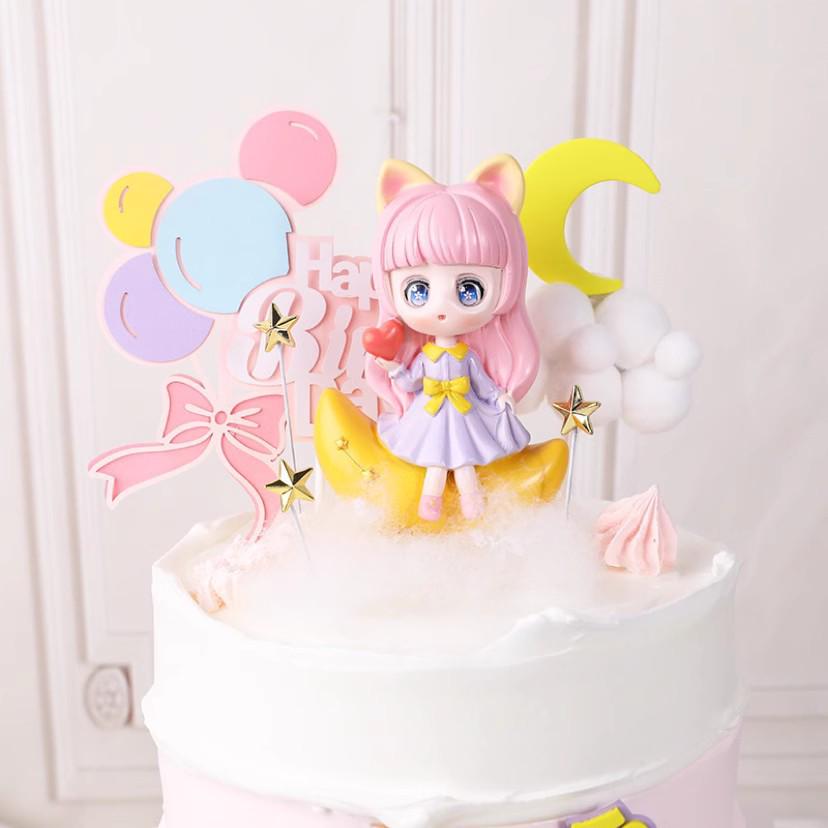 Creative Balloon Bow Cake Decoration for Baby Birthday