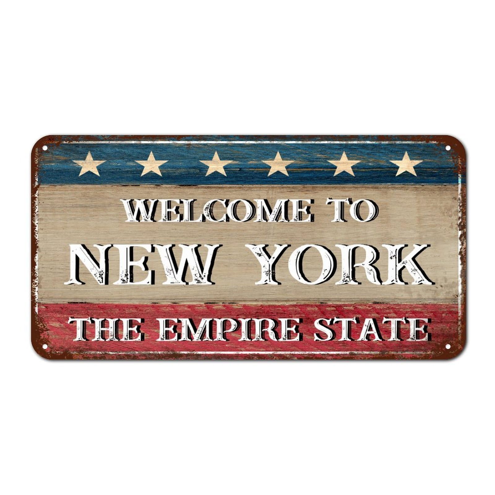 Welcome to New York The Empire State Sign Patriotic Country Metal Wall Art Decor New York Metal Sign Tin Signs for Home Bedro 20x30cm（7.8x11.8inch）