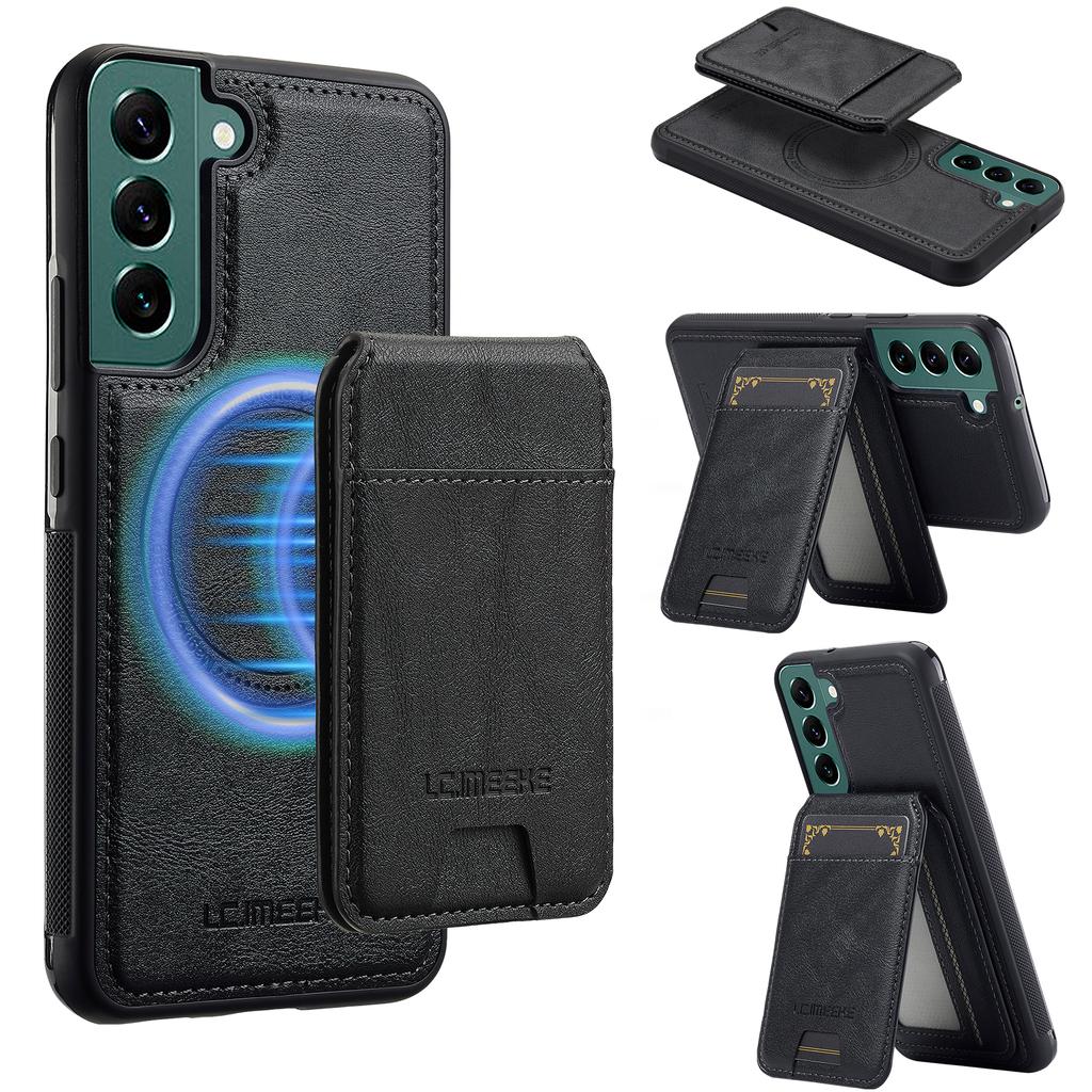 LC.IMEEKE L3 For Samsung Galaxy S21 FE 5G Magnetic Case Detachable Card Holder Leather TPU Mobile Cover