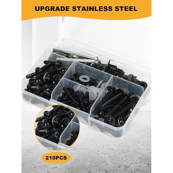 Motorcycle Fairing Bolt Kit, 195Pcs Stainless Steel M5 M6 Windscreen Screws Fastener Clips Universal Fit For Motorcycle Sportbike GSXR Honda Kawasaki